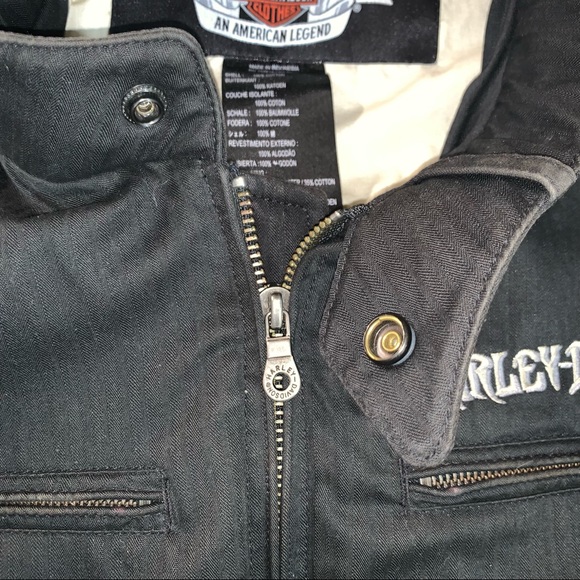 Harley Davidson size L black soft shell riding jacket black skull & wings logo - Picture 4 of 16